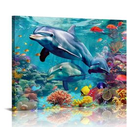 Tropical Dolphin Animal Poster Canvas Print Painting Picture Wall Art Bedroom Living Room Decor