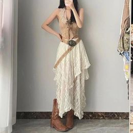 Skirts Korean Fashion Bohe Long Skirt Women Harajuku Coquettish Midi Indie Aesthetic Casual Summer Clothes Style
