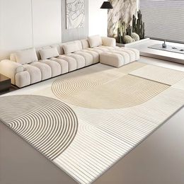 シンプルなクリームスタイルのリビングルームカーペット厚い模倣カシミア家庭用コーヒーテーブルブランケット大きなエリアステイン - 耐張りの床マット