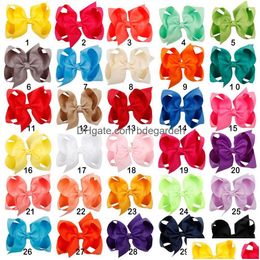 Hair Clips & Barrettes 30Pcs/Lot 4 Inch Solid Bow With Clip Girls Grosgrain Ribbon Hairbows Boutique Handmade Hairpin For Kids Access Dhgfo