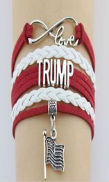 trump 2020 Love Couple bracelet American Flag Charm Bangle Letter Pu Leather Wrap Wristbands For Party Jewelry Gift KJJ576022870