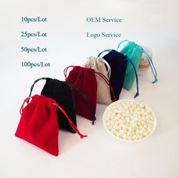 50PcsLot Good Velvet Jewlery Gift Bags Drawstring Packing Pouch 8x10 10x12 Velours Bag Pouches Can Do Logo Customized8192850
