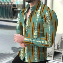 Men's Casual Shirts 2024 Selling Fashion Luxury Single Breasted Plaid Printed Long Sleeve Street Hawaiian Top Plus Size
