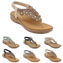 Mulheres sandálias Bohemian Slippers Wedge Gladiator Sandal Gai Sapatos de praia elásticos da mulher STRI 1FE