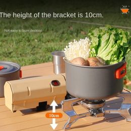 A SCard Type Outdoor Folding Portable Camping Stove Household Cookware Gas Gift Strong Fire And Windproof Kasca Magnetic BBQ 240530