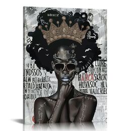 African Black Queen Flower Girl Wall Art Canvas Painting Abstract Nordic Posters And Prints Wall Pictures for Living Room Decor