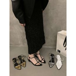 Pointed Button Strap Flat Bottomed Beach Sandals For Women In 2024 Minimalist Cross Thin Strap Open Toe Sexy Womens Shoes