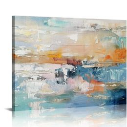 Abstract Canvas Print Wall Art Blue White Red Painting Wall Decor Canvas Art Print Artwork Framed for Living Room Bedroom Bathroom Kitchen Office Wall Decor