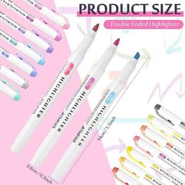 25 Colours Cute Double Head Highlighter Art Marker Japanese Sofe Colour Fluorescent Pen School Office Stationery