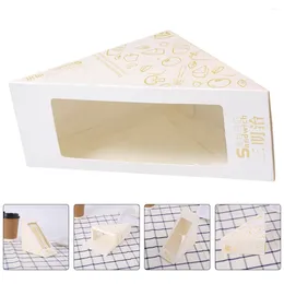 Take Out Containers 50 Pcs Fruit Cake Sandwich Wrapping Container Triangle Bag Cupcake Window Carton Lunch Baking Holder Paper Food