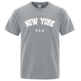 U.S.A York USA City Street Printed T-Shirts For Men Loose Oversized T Shirt Fashion Breathable Short Sleeve Cotton Clothing 240530