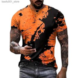 Men's Polos Retro Mens T-shirt Colour Block Splash Ink Graphic3D Printed Tee Short Sleeve T-shirt Extra Large Mens Clothing Outdoor Top New Q240530