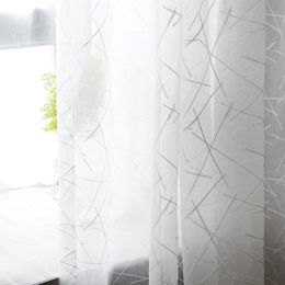 LISM White Striped Tulle Curtain For Living room Bedroom Modern Linen Voile Sheer Window Drapes Curtains for Kitchen Blinds 240521