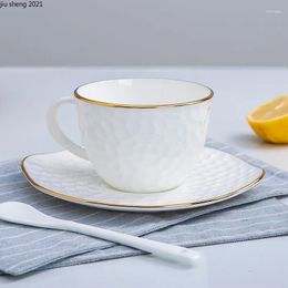 Mugs Gold Edge Bone China Coffee Cup European Light Luxury Ceramic American And Saucer Set Home Tea