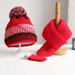 Scarves Wraps Scarves Autumn and winter childrens wool hats scarf gloves baby knitted wool hats boys and girls caps ear protection kids hat WX5.29