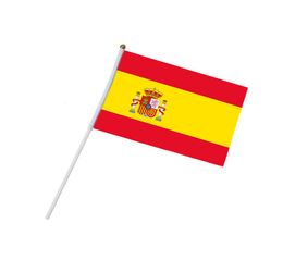 Spain Flag 21X14 cm Polyester hand waving flags Spain Country Banner With Plastic Flagpoles4140260