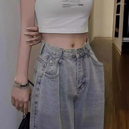 Women's Jeans Spring Summer Thin Wide-leg High-waisted Stretch Pants Fashion Korean Style Versatile Straight Baggy Women Trousers