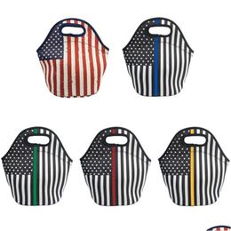 Lunch Boxes&Bags Neoprene American Flag Bag Outdoor Student Insation Portable Storage Bags Waterproof Drop Delivery Home Garden Kitche Dhwvf