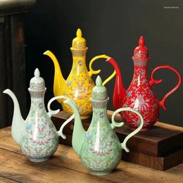 Hip Flasks Ceramic Peacock Wine Pot Enamel Color Separator Flagon 500ml Decanter Retro Home Decorative Set Wedding Gifts