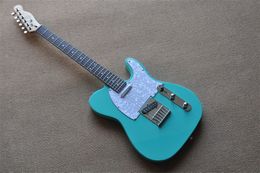 Blue Body Electric Guitar With Rosewood Fretboard Chrome Hardware White Pearl pickguard Provide Custom Service