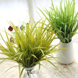 Decorative Flowers 5pcs Artificial PVC Chinese Chives Grass For Wedding Party Home Office El Wall Plants Decoration Bonsai DIY Making