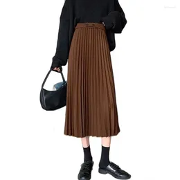 Skirts Womens High Waist Maxi Knitted Brown Skirt Autumn Winter 2024 Style Black Swing 417