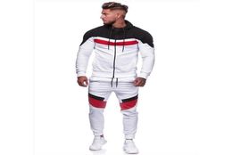 Mens Clothing Men Long Sleeve Hoodies Pants Sets Stripe Printing Male Tracksuit Patchwork Sport Suit Casual2227924