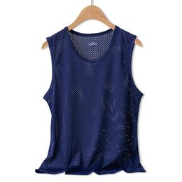 Men Vest Ice Silk Quickdrying Bodybuilding Tank Fitness Muscle Mesh Breathable Sleeveless TShirts Casual Sport Tops Undershirt 240527