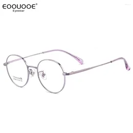 Sunglasses Frames Titanium Glasses Frame Girl Boy Vintage Round Optical Lenes Myopia Women Eyeglasses Prescription Bright Purple
