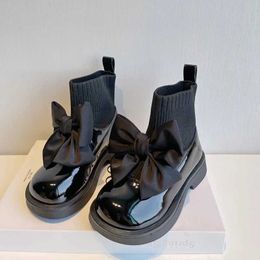 Boots Childrens Shoes Fashion Patent Leather Bow Girls Leather Boots Winter New Childrens Single Boots 1-15 Years Old WX5.29