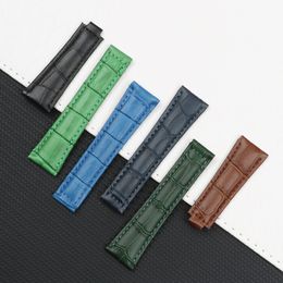 Wholesale Free shipping Genuine Leather Watch strap For fit Rx Watch Strap with deployment Bracelet 20mm Green Brown Blue Black 270B