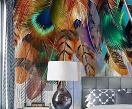 Wallpapers CJSIR Modern Hand Drawn Colourful Feathers Background Wall Painting Living Room Bedroom TV Mural 3d Wallpaper