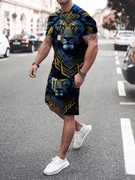 2024 Summer Mens Suit Everyday Street Casual ShortSleeved TShirt Outdoor Sports Stylish and Comfortable Shorts 3D Print 240518