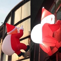 6 Ft Christmas Inflatables Outdoor Decorations Blow Up Santa Claus Climbing Window with Built-in LED Lights for Home Party Toys 240529