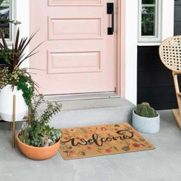 Bath Mats Spring Welcome Door-Mats Floral Coir Doormats - Non-Slip Front Door Mat Spring Doormat for Indoor Outdoor Entrance Decoration