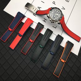 Top quality 20mm Curved End soft watchband Silicone Rubber Watch band For Role strap GMT explorer 2 Bracelet 284M
