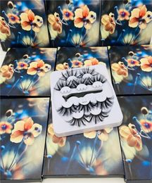5 Pairs 25mm Soft Fluffy 3D Faux Mink False Eyelashes Dramatic Long Wispies Lash Extension Natural Volume Handmade Eye Makeup with5684270