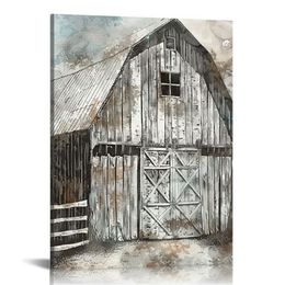 Rustic Barn Canvas Prints Farmhouse Windmill Wall Decor Vintage Tractor Poster Country Truck Landscape Wall Art for Living Room