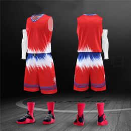 New Arrival Quick Dry Basketball Jersey Set Men's Kids Blank Basketball Tracksuit Breathable Adult Team Sport Kits Uniform Print