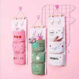 Storage Bags 7 Pockets Hanging Bag Linen Organizer Closet Wall Wardrobe Cosmetic Pouch Mounted Jewelry