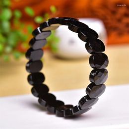 Link Bracelets Natural Black Obsidian Bangle Women Men Charm Health Healing Energy Bangles Yoga Holiday Gift 1pcs 10X15MM