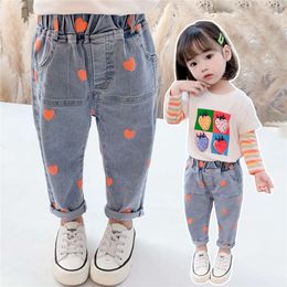 Girls Long Pants Cotton Jean Trousers 2023 Sweetheart Spring Summer Plus Size Teenagers Baby's Kids Children's Clothing L2405