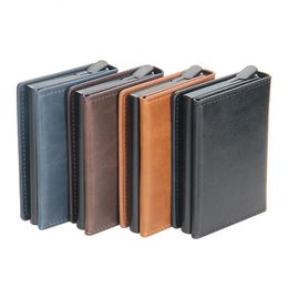 Design PU Leather Mini Money Clips ID BANK Credit Wallets Men Women Gifts RFID Small Purse Business Base Bags Card Holders 240530