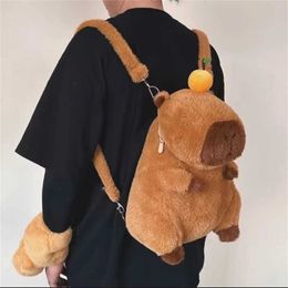 Plush Backpacks Fashionable Capybara Childrens Bag Fashionable Plush School Backpack Travel Soft Fill Animal Bag Lightweight Backpack