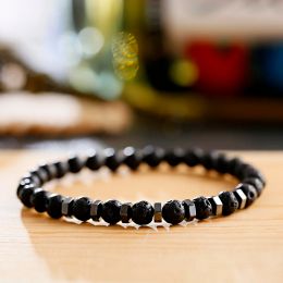 Natural Stone Beaded Mens Bracelets Popular Pave 8mm Beads Bracelet Classic Matte Black Jewellery Women Men Yoga Jewellery Gifts