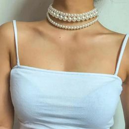 Choker 3 PCS Set Imitation Pearl Necklaces For Women Three Size Beads Layers Wedding Party Necklace Bridal Jewelry
