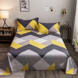 WOSTAR Geometry printed flat bed sheet set couple 2 people super cozy luxury double bed bedsheet single double queen king size 240524