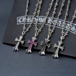 Designer Cross Diamond Pendant Necklaces women men Unisex Classic Diamonds Cross Necklace S925 Sterling silver Retro Punk Hip Hop Trendy Sweater Chain Jewelry gift