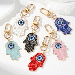 Colourful Palm Turkey Blue Evil Eye Triangle Pendant Keychain dangle Key Rings Lobster Clasp Keyring Lucky Charms Gift