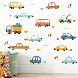 Cartoon Cars Bus Removable PVC Wall Stickers for Kids Baby Boys Bedroom Living Room Kindergarten Nursery Decor Decals DIY Murals L2405